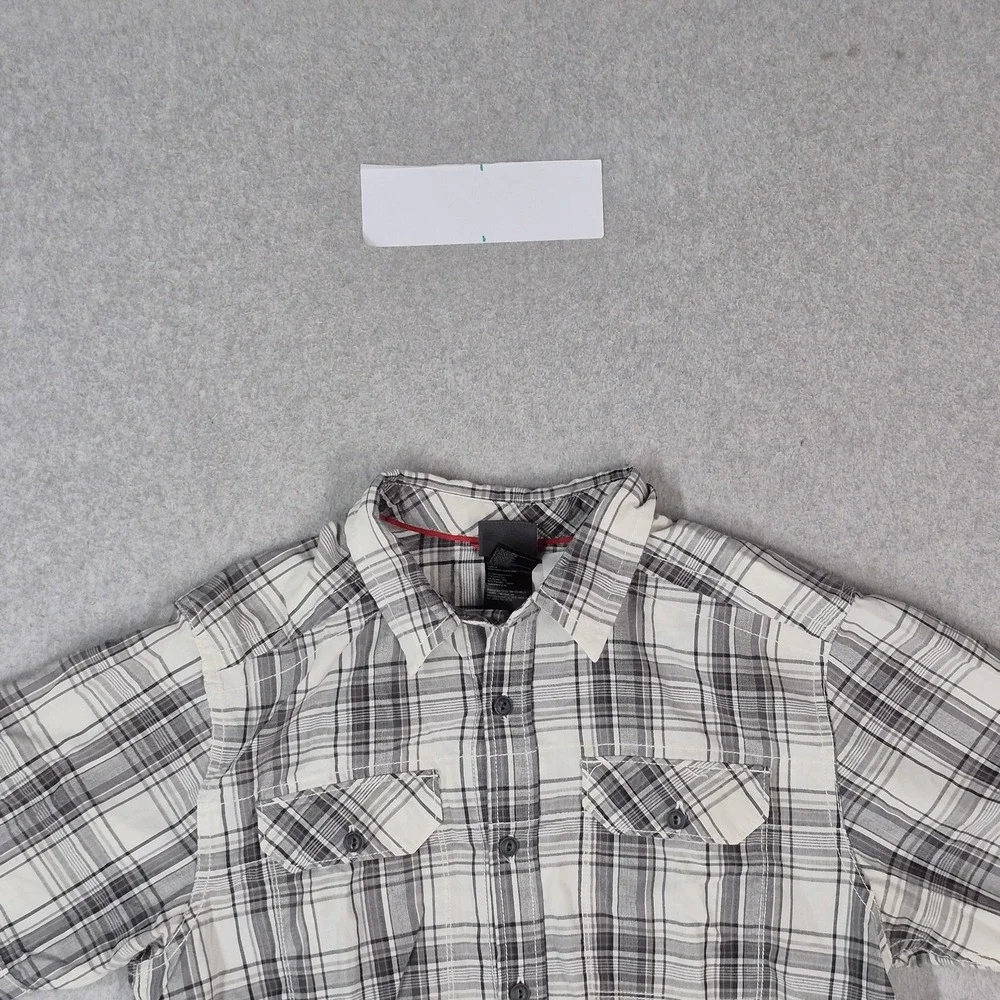 The North Face Men Button Up Shirt M White Plaid Western Short Sleeve READ